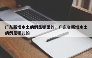 广东新增本土病例是哪里的，广东省新增本土病例是哪儿的