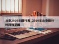 北京2020年限行表_2020年北京限行时间和范围