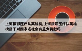 上海援鄂医疗队英雄榜/上海援鄂医疗队英雄榜属于对国家或社会有重大贡献吗